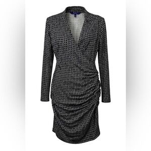 Seraphine Faux Wrap Ruched Maternity Dress Long Sleeve